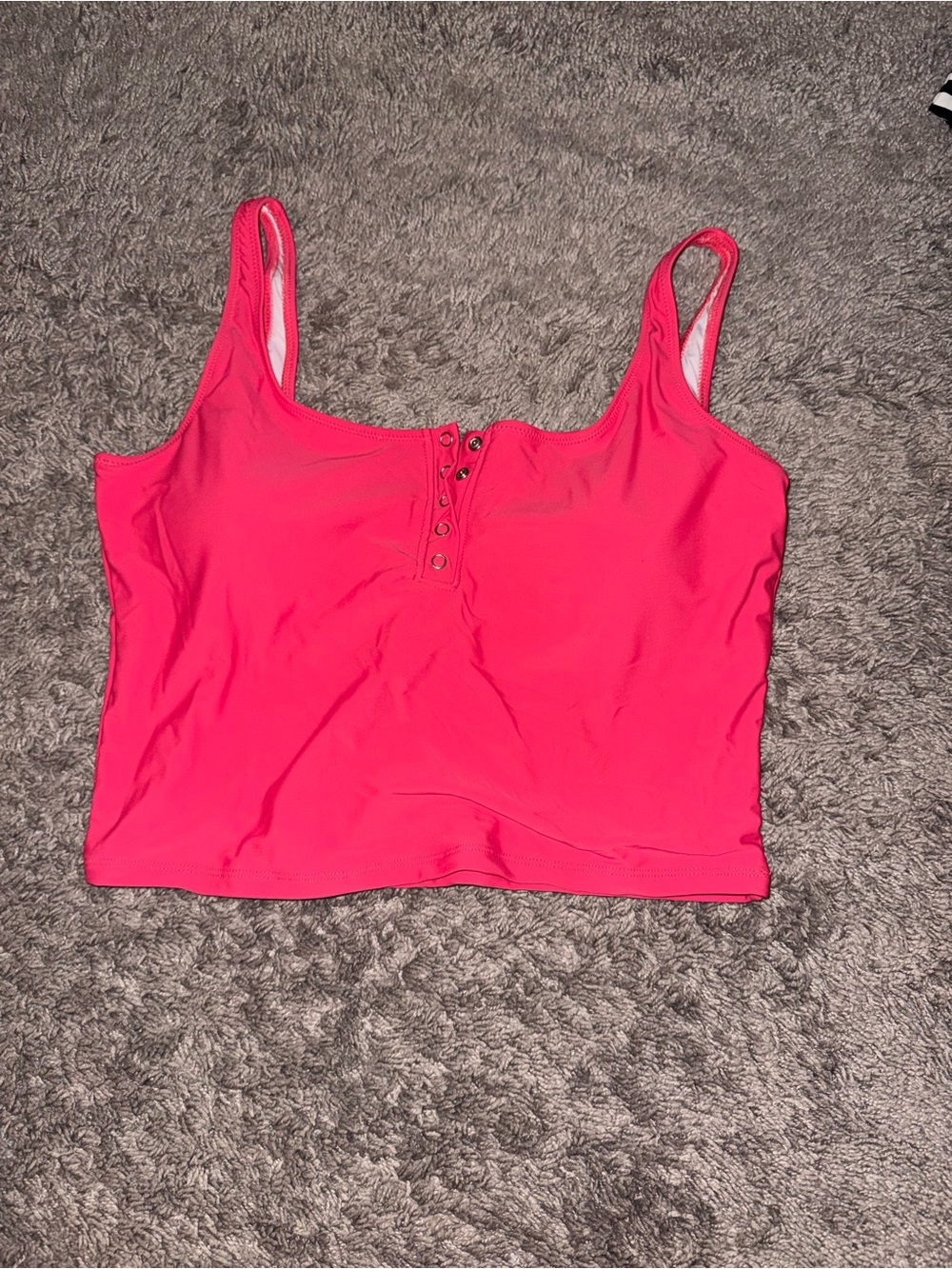 Care Label Bright Pink Lace-Up Crop Bikini Top and Blue Bottoms